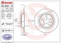 2X Bremsscheibe Hinten Brembo 08B35111 FÜR Chevrolet Opel Vauxhall