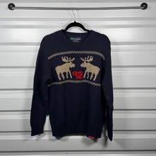 Abercrombie Vintage Y2K Navy Blue Moose 92 Knit Sweater Mens XL Cotton Wool