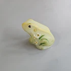 Fenton Glass Jadeite Jade Green Satin Frog Figurine - signed