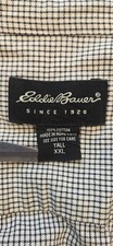Eddie Bauer Men's Tall XXL Heavy Cotton Long Sleeve Button Up Shirt Beige/Black
