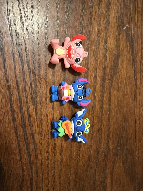 Disney Lilo & Stitch Figurines Set of 3 Pink, Hawaiian & Ukulele, Keychain Charm