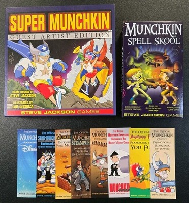 Munchkin Lot, Super Munchkin, Spell Skool + Bonus Promo Bookmarks! Steve Jackson