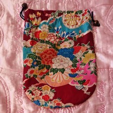 Japanese pattern drawstring bag, floral pattern, yukata, kimono, accessory