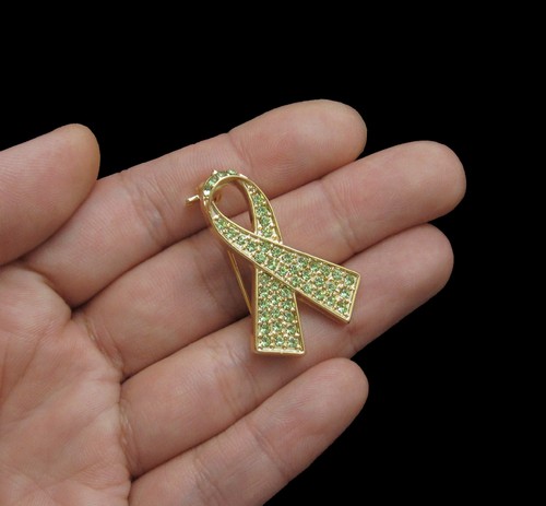 BROCHE DE CRISTAL CINTA VERDE LIMA ARCO LINFOMA CONCIENCIA DEL CÁNCER - Imagen 6 de 7