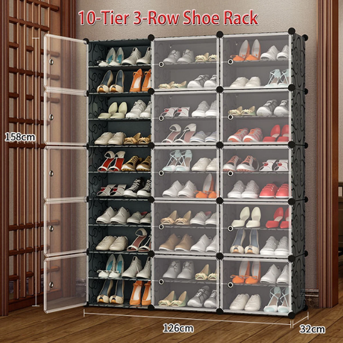 Real Living Black 4-Tier Wire Shoe Rack