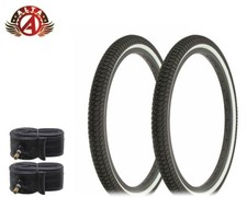 2 Alta BMX BICYCLE Infection FREESTYLE TIRES 20" x 1.75" BLACK/WHITE W/Tubes.