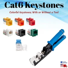 CAT6 Keystone Jack Ethernet 110 Punch Down Tool Network 45 Degree 8P8P RJ45 Lot
