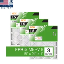 18 x 24 x 1 Standard Pleated Air Filter FPR 5, 3-Pack, Air Filters Replacement