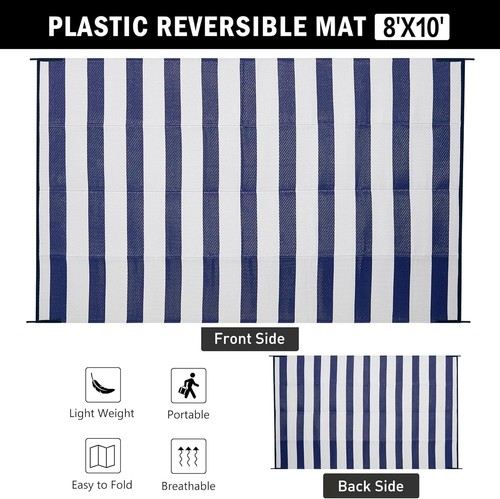 Outdoor Rug 8x10 Plastic Straw Reversible Large Floor Mat for Patio & Camping - Picture 18 of 60