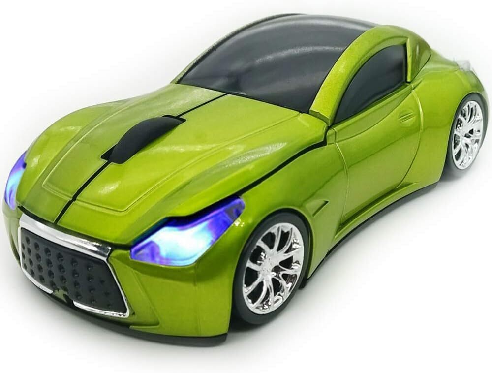 Cool 3D Sport Car Wireless Mouse 1600DPI USB Receiver for PC & Mac in Green