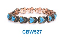 Turquoise Gemstone Heart Women Copper link high power magnetic bracelet CBW527