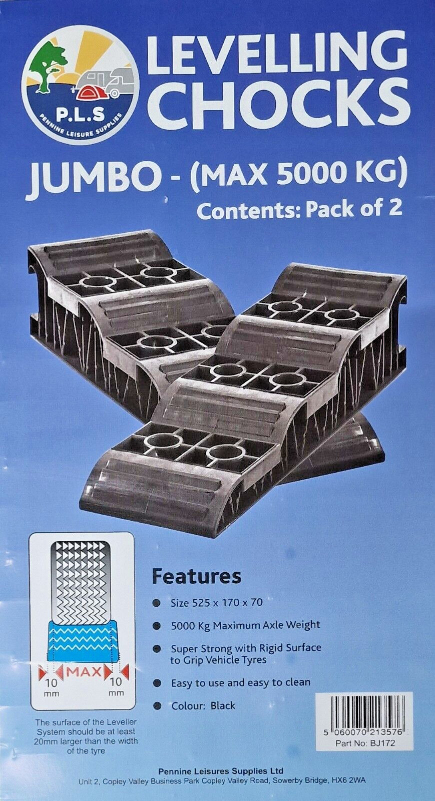 Caravan Jumbo Levelling Chocks 5 Ton Wheel Ramps Level Pair Motorhome BJ172