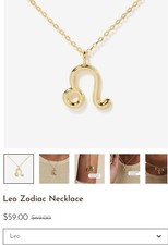 Leo Zodiac Sign Necklace, Astrology Symbol Necklace, 18K Gold Plated