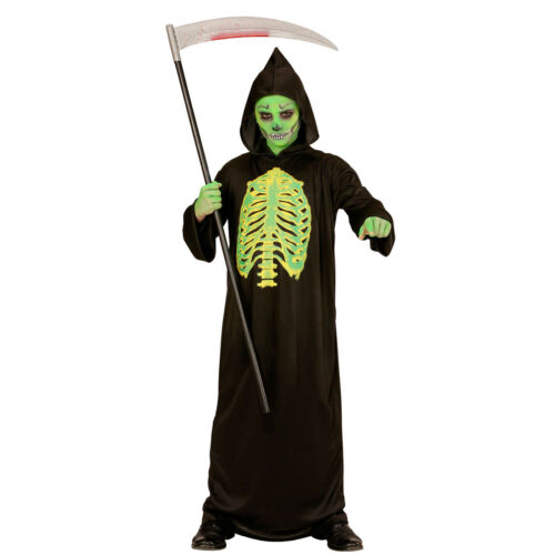 Horror Kostüm Halloween Kinderkostüm Sensenmann Leuchtendes Skelett Tod Outfit  - Photo 1/8