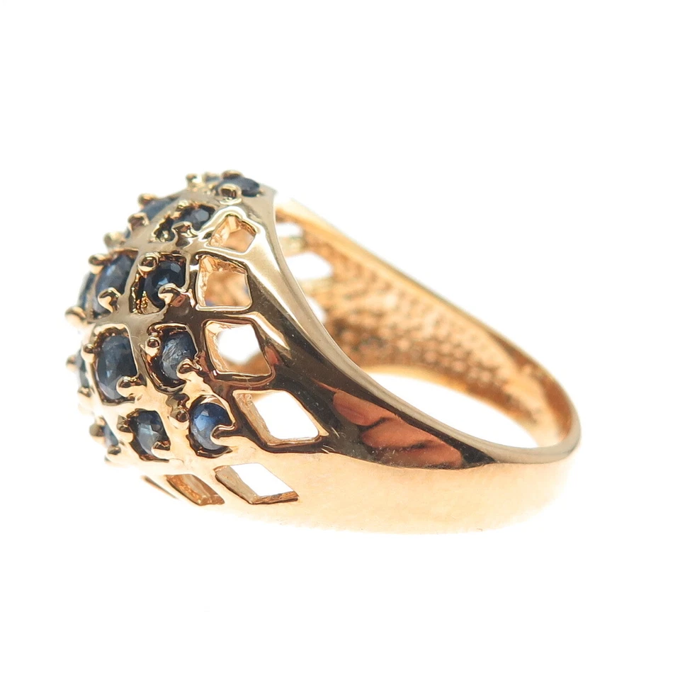 ROSS SIMONS 925 Sterling Silver Gold Plated Real Sapphire Gem Dome Ring Size 6 - Image 4 of 4