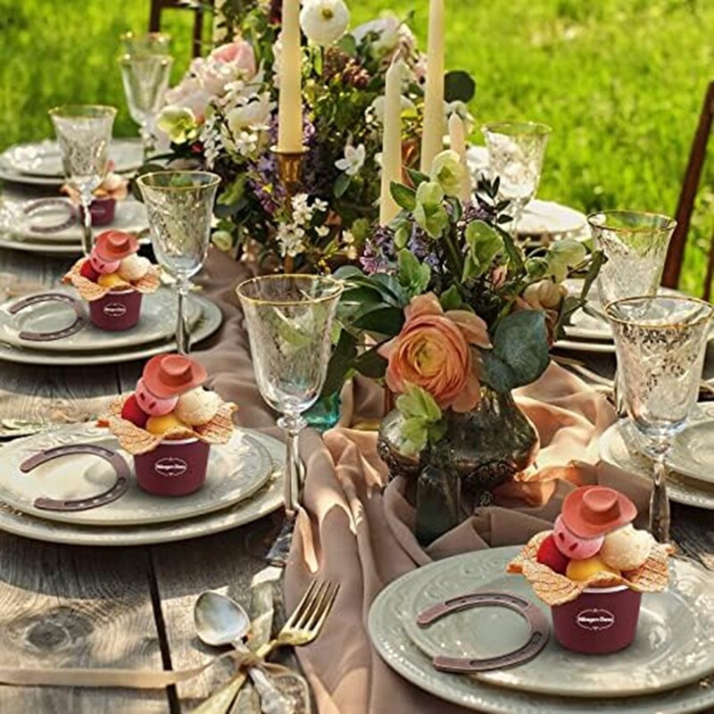 24 Pieces Western Theme Lucky Horseshoe Ornament and Cowboy Hat