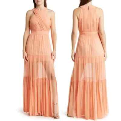 Veronica Beard Bright Coral Florencia Sleeveless Silk Maxi Dress Size 2 $698