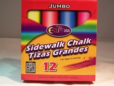 12 Sidewalk Chalk, 6 Different Colors, Jumbo Chalk, Safe  Non-Toxic Washable