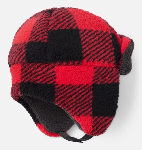 Columbia Rugged Ridge Trapper Hat Kids L/XL Red Check Sherpa Fleece Lined JDM710 - Picture 2 of 10