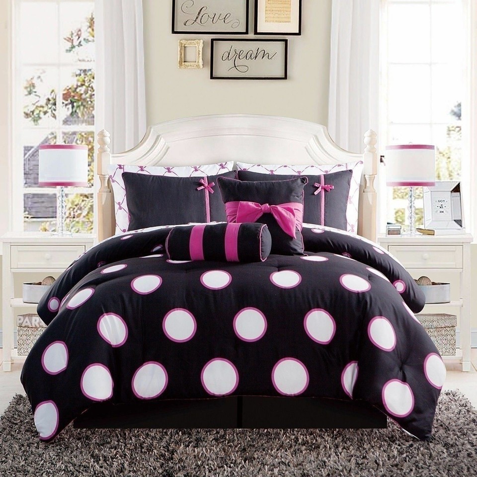Romantic Red Polka Dot Bow Cotton Bedding Set