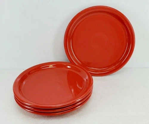 4 BISTRO buffet Luncheon PLATES set LOT scarlet red FIESTA WARE 9" NEW
