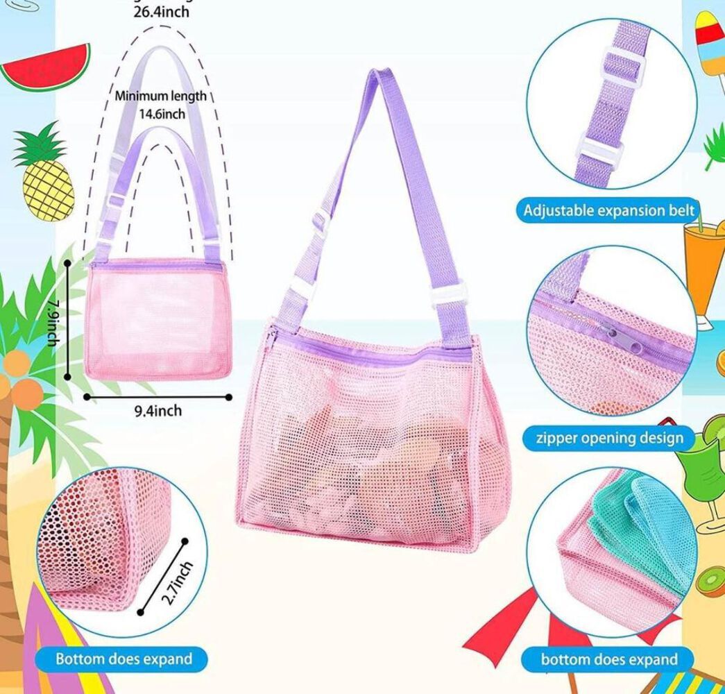 Mesh Beach Toy or Shell Bags For Kids3 Colors eBay