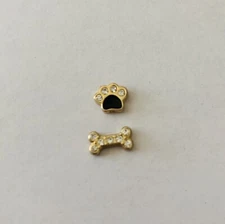 Origami Owl authentic lot of charms (2) Dog Lover Crystal Paw Bone