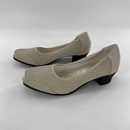 Comfort Well Pumps By Beacon Womens 8.5 M Nude Beige Chunky Block Heel - Picture 6 of 15