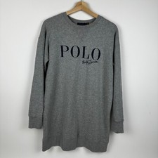 Polo Ralph Lauren Fleece Sweatshirt Dress Spellout Gray Womens XS