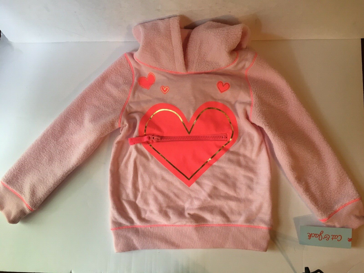 Girls' Heart Pocket Hoodie - Cat & Jack Pink XS 4/5 | eBay