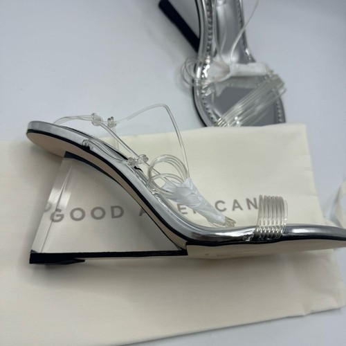 Sandalias Good American Silver Cinder F*cking Rella Wedge Talla 7 NUEVAS - Imagen 6 de 10