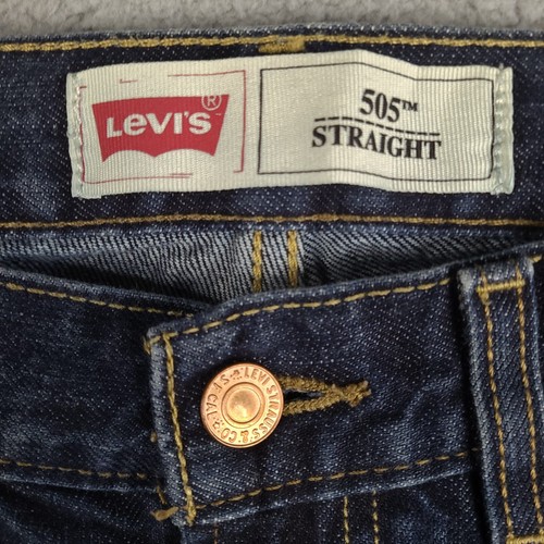 Levi's 505 Jeans Boys Size 14 Reg 27x27 Blue Straight Dark Wash Denim - Picture 4 of 11