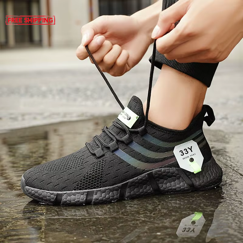 Men Casual Sport Shoes Breathable Lightweight Sneakers Outdoor Mesh Black Runnin - Picture 10 of 16