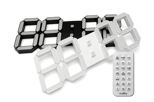 FLAITO 3D LED Multi-Functional Remote Control Digital Wall Clock (White) - Picture 3 of 8