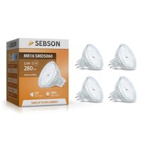 4X Led Lampe GU5.3 MR16 Warmweiß 4W Leuchtmittel Strahler Spot 12V 300Lm Sebson