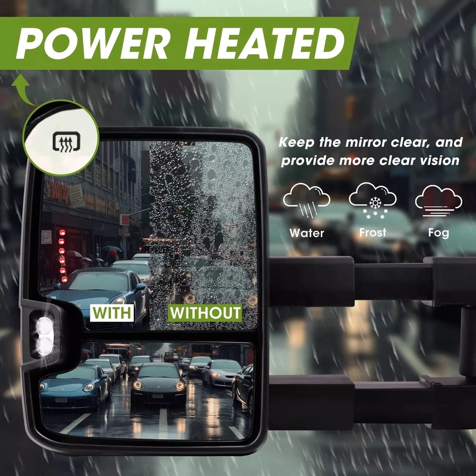 For 2003-2006 Chevy Silverado &GMC Sierra Smoked Switchback Heated Tow Mirrors - Imagem 4 de 4