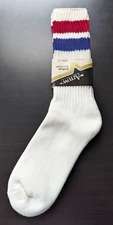 Vintage Arrow Cotton Court Stuff Men's Red White Blue Cushion Socks 10.5-14 NEW