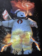 Ghostbusters Stay Puft Marshmallow Man Flames Shirt XL Black 2007 Halloween