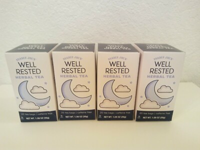 4 PACK Trader Joes Well Rested Chamomile Tea 20 Bags Box Decaf 