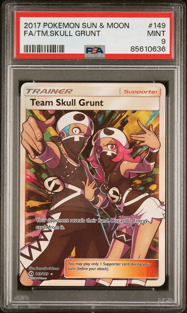 2017 Full Art Team Skull Grunt Pokemon Sun & Moon #149 - PSA 9