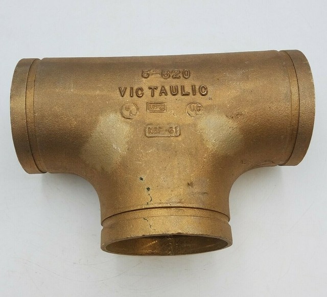 Victaulic 5" No 620 Copper Tee Pipe Fitting Grooved Adapter Connector