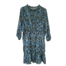 Black Tape Dress Size X Blue Black Snake Print Elastic Waist Stretch Long Sleeve