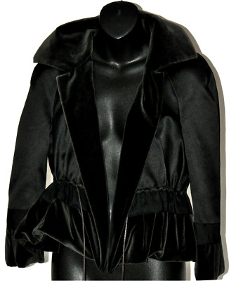 Akris NWT $3500 Solid Black Velvet/Silk Reversible Jacket Sz 4 - 2 Jackets in 1 