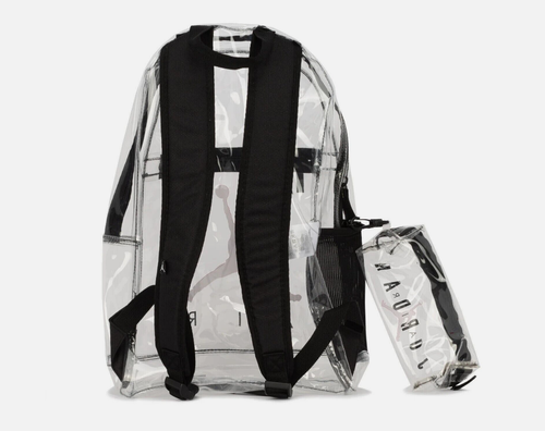 Jordan Jumpman Clear Backpack w/ Pencil Case - Black Red - School Bag - NEW - Picture 2 of 4