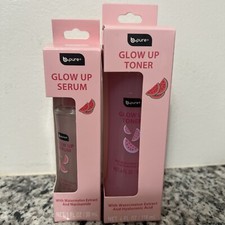 B Pure Glow Up TONER 4 fl oz SERUM 1 fl oz Watermelon Extract Hyaluronic Acid