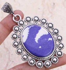 Blue Mosaic 925 Silver Plated Handmade Pendant of 2.5"
