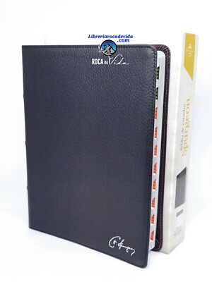 BIBLIA DE ESTUDIO SPURGEON RVR.1960 LETRA GRANDE PIEL GENUINA NEGRO CON ÍNDICE 
