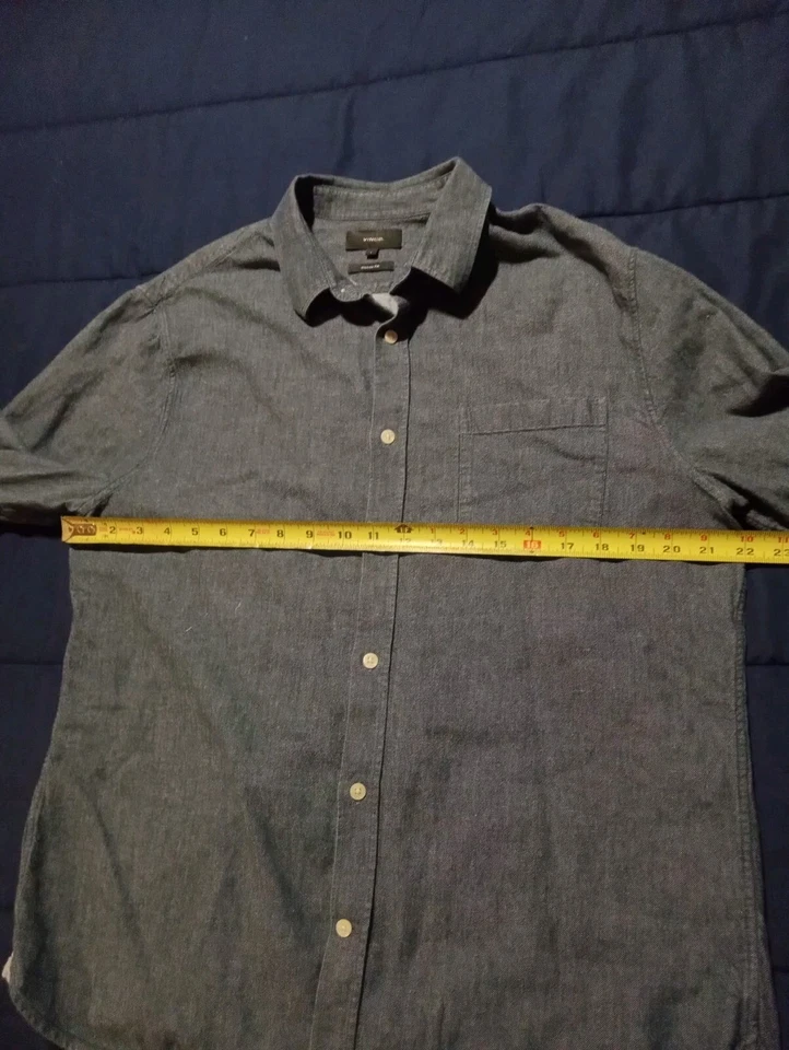 Vince Denim Shirt Men’s Large Blue Long Sleeve Button Up Lightweight - Image 2 of 4