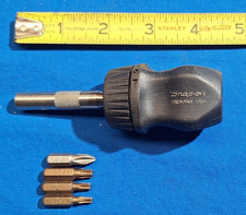 Snap-on Ssdmr1a Black Stubby Ratcheting Magnetic Screwdriver Usa Bits