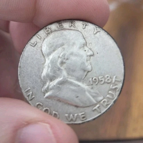 “1958 Benjamin Franklin Half Dollar 90% Silver Coin Circulated